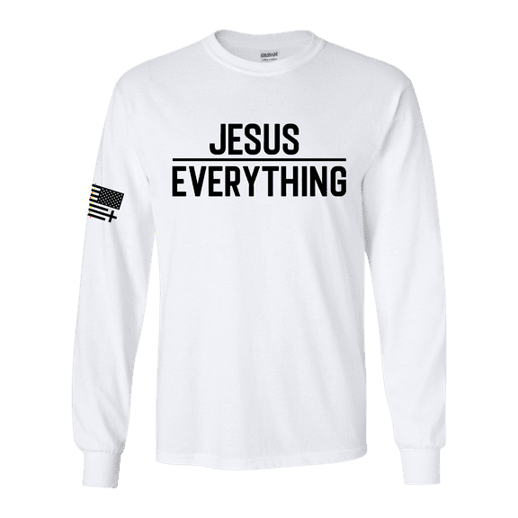 Trenz Shirt Company Jesus Over Everything Bible Scripture Mens Christian Tee Long-Sleeve T-Shirt-White-xxl