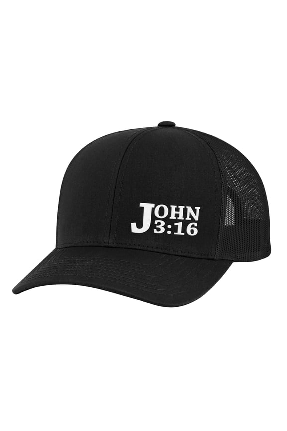 John 3:16 Adult Trucker Hat-Black