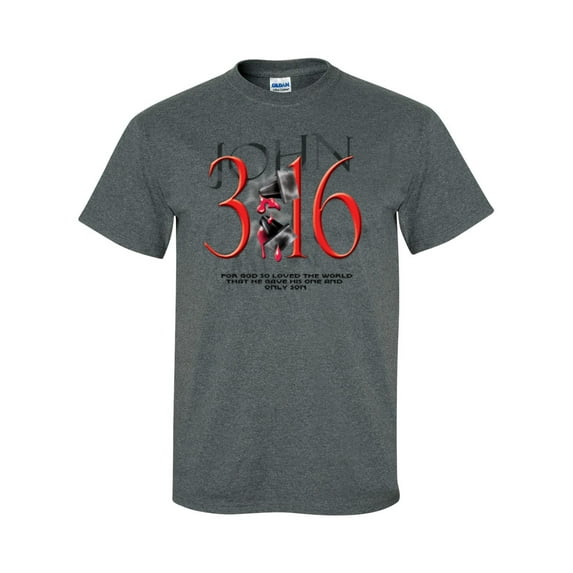 Trenz Shirt Company John 3:16 Christian Unisex Short Sleeve T-shirt-Dark Heather Grey-4XL