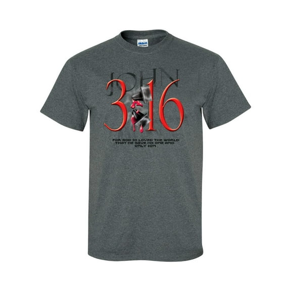 Trenz Shirt Company John 3:16 Christian Unisex Short Sleeve T-shirt-Dark Heather Grey-Small