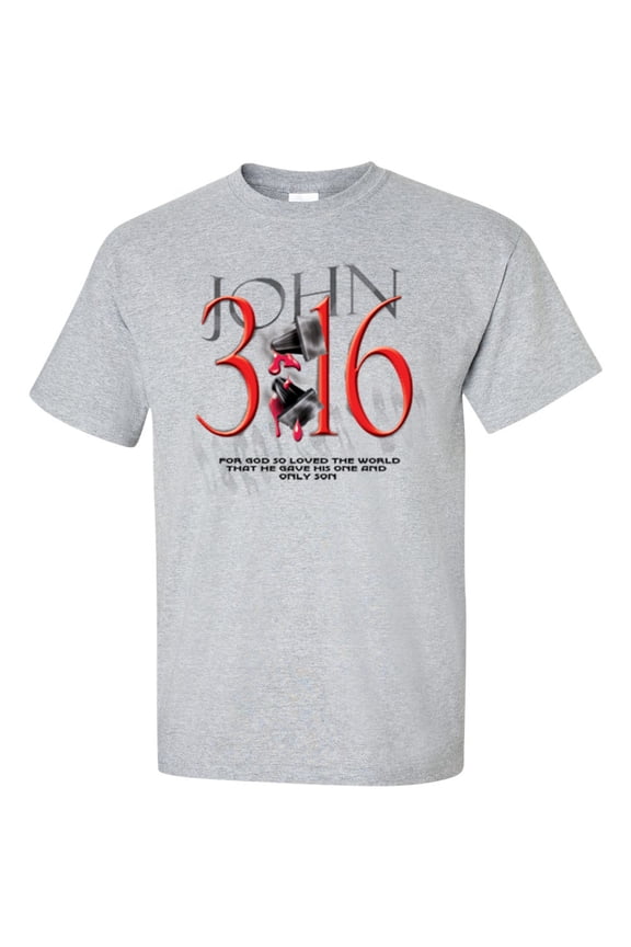 John 3:16 Christian Unisex Short Sleeve T-shirt-Sports Grey-Large