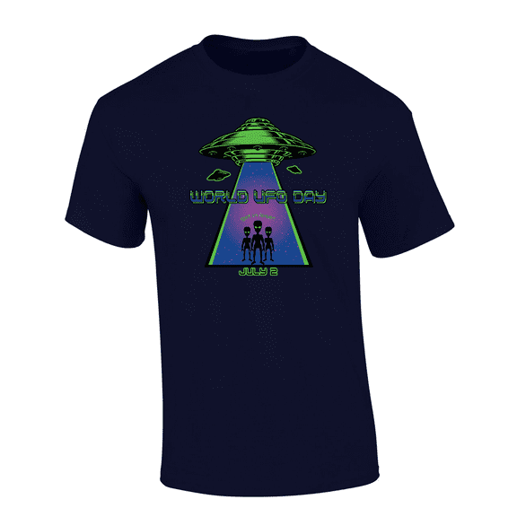 Trenz Shirt Company July 2nd World UFO Day Short Sleeve Mens Graphic T-Shirt-Navy-medium