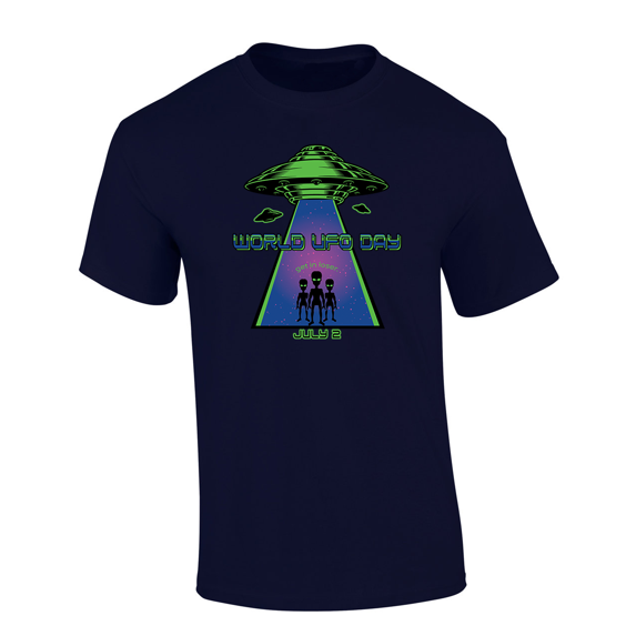 Trenz Shirt Company July 2nd World UFO Day Short Sleeve Mens Graphic T-Shirt-Navy-medium