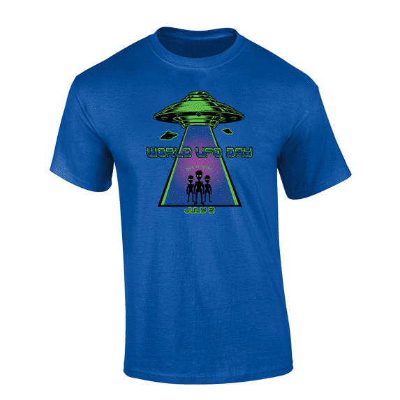 Trenz Shirt Company July 2nd World UFO Day Short Sleeve Mens Graphic T-Shirt-Royal-xxl