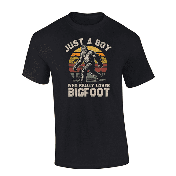 Trenz Shirt Company Just A Boy Who Really Loves Bigfoot Mens Short-Sleeve T-Shirt-Black-5xl