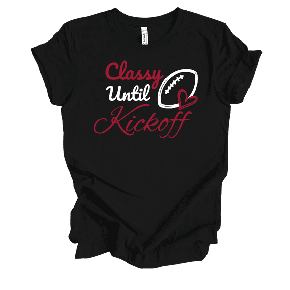 Trenz Shirt Company Ladies Classy Till Kickoff Football Heart Short Sleeve T-Shirt-Arkansas-5X-Large