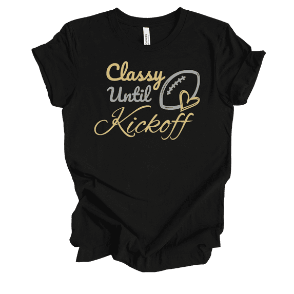 Trenz Shirt Company Ladies Classy Till Kickoff Football Heart Short Sleeve T-Shirt-Colorado-Medium