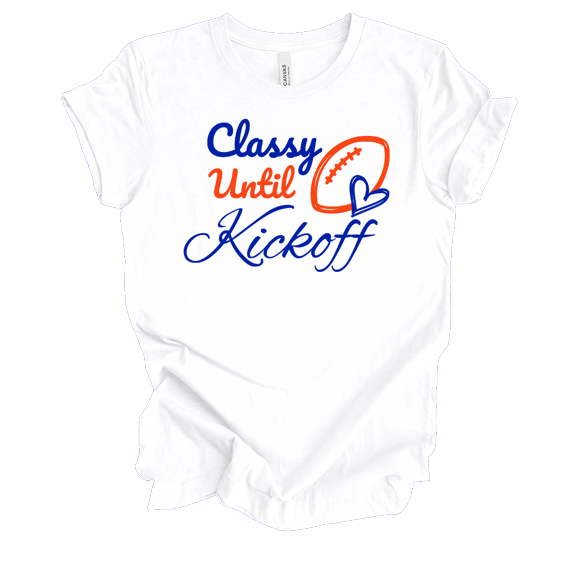 Trenz Shirt Company Ladies Classy Till Kickoff Football Heart Short Sleeve T-Shirt-Florida-3X-Large