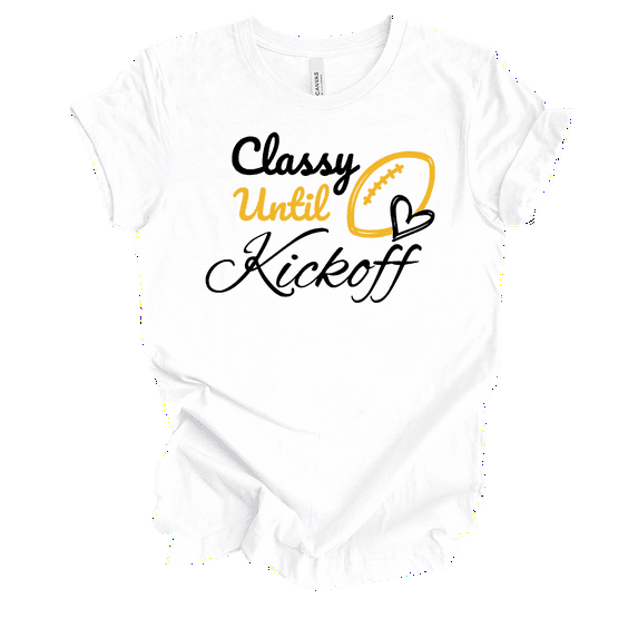 Trenz Shirt Company Ladies Classy Till Kickoff Football Heart Short Sleeve T-Shirt-Missouri-Medium