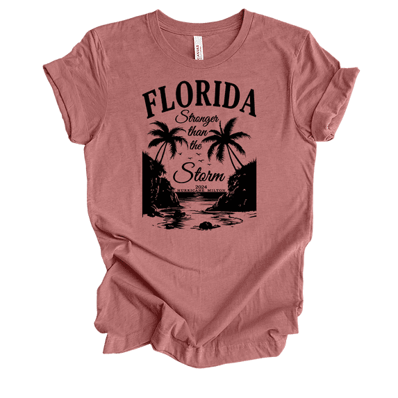 Trenz Shirt Company Ladies Florida Strong Hurricane Milton Ocean Scene Short Sleeve T-Shirt-Heather Mauve-Small