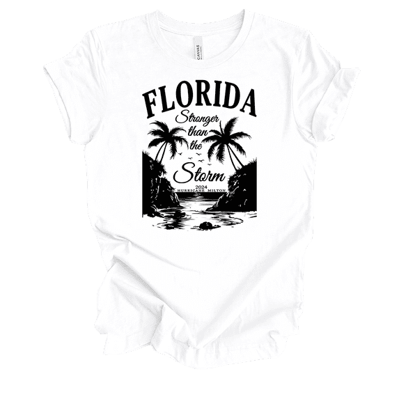 Trenz Shirt Company Ladies Florida Strong Hurricane Milton Ocean Scene Short Sleeve T-Shirt-White-4X-Large