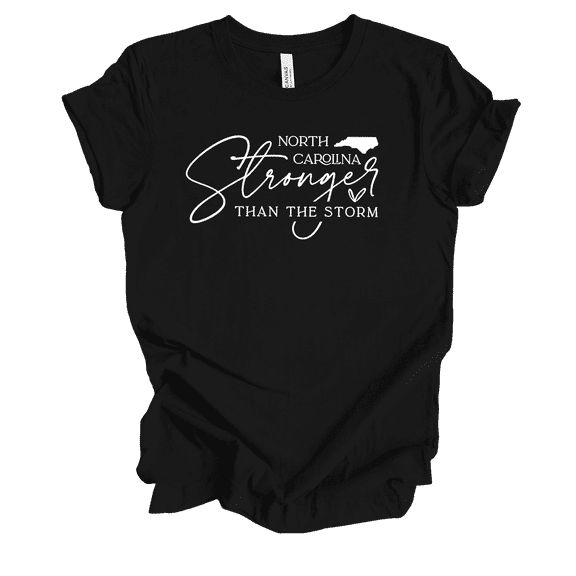 Trenz Shirt Company Ladies North Carolina Stronger Than The Storm Hurricane Short Sleeve T-Shirt-Black-Large