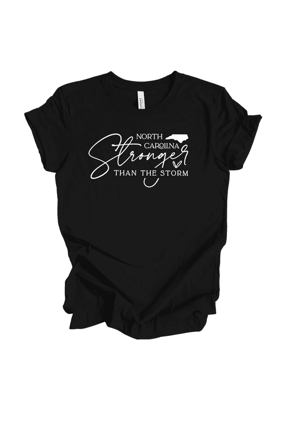 Ladies North Carolina Stronger Than The Storm Hurricane Short Sleeve T-Shirt-Black-Small