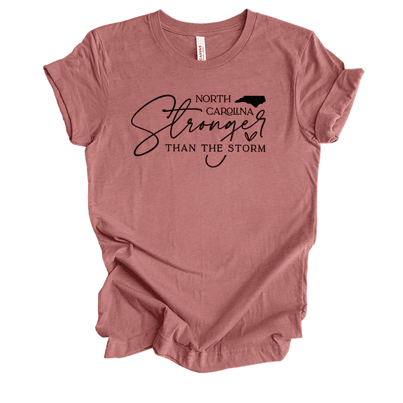 Trenz Shirt Company Ladies North Carolina Stronger Than The Storm Hurricane Short Sleeve T-Shirt-Heather Mauve-Large
