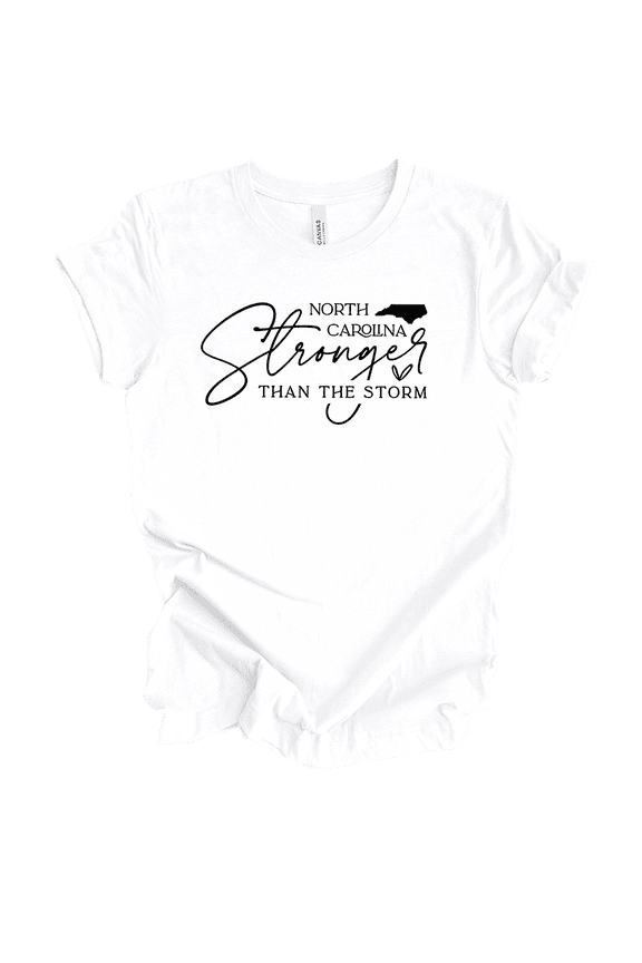 Ladies North Carolina Stronger Than The Storm Hurricane Short Sleeve T-Shirt-White-Small