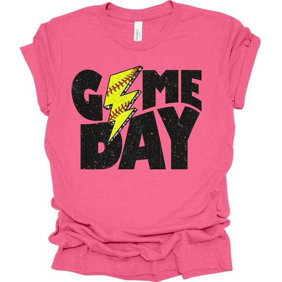 Trenz Shirt Company Lightning Game Day Softball Womens Short Sleeve T-shirt-Charity Pink-XX-Large