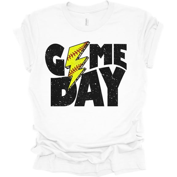 Trenz Shirt Company Lightning Game Day Softball Womens Short Sleeve T-shirt-White-Large