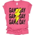 thumbnail image 1 of Trenz Shirt Company Lightning Softball Stacked Game Day Womens Short Sleeve T-shirt-Charity Pink-Large, 1 of 1