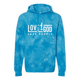 thumbnail image 1 of Trenz Shirt Company Love God Love People Christian Ladies Tie-Dye Hoodie-Aqua Blue-small, 1 of 1