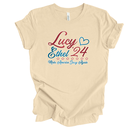 Trenz Shirt Company Lucy Ethel '24 Make America Sassy Again Womens Graphic T-Shirt-Soft Cream-4xl