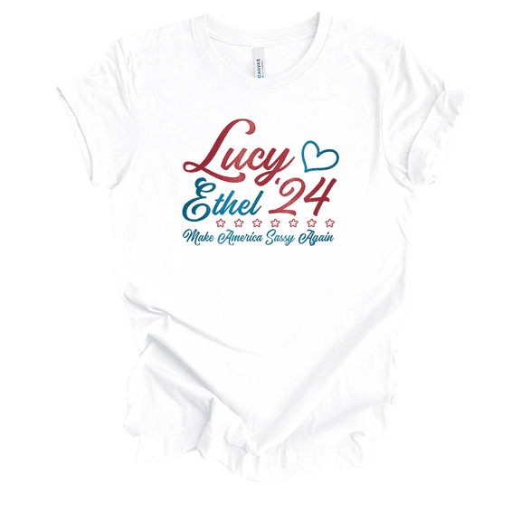 Trenz Shirt Company Lucy Ethel '24 Make America Sassy Again Womens Graphic T-Shirt-White-xxl