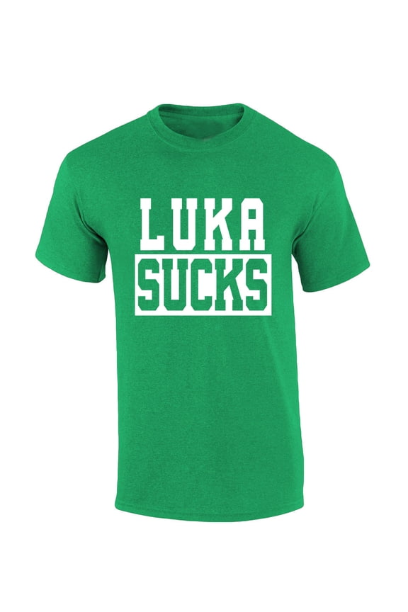 Luka Sucks Tshirt Boston Inspired Short Sleeve T-shirt-Heather Irish Green-xxxl