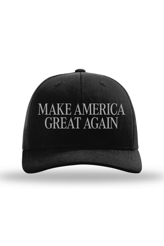 Make America Great Again Blackout Mesh Back Trucker Hat-Black/Black