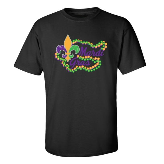Trenz Shirt Company Mardi Gras Beads Unisex Short Sleeve T-shirt-Black-Small