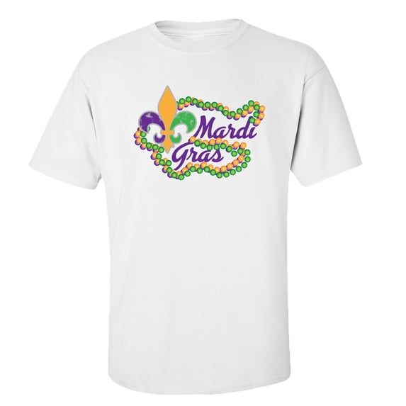 Trenz Shirt Company Mardi Gras Beads Unisex Short Sleeve T-shirt-White-Large