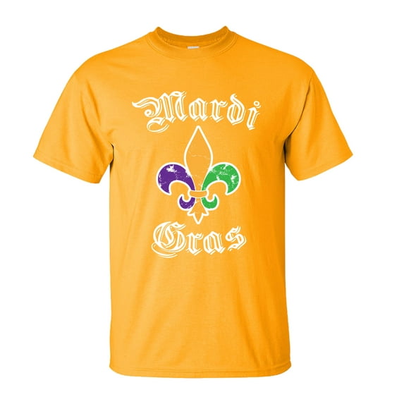 Trenz Shirt Company Mardi Gras Unisex Short Sleeve T-shirt-Gold-Medium