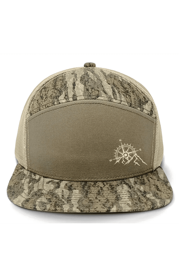 Men's 7-Panel Christian Cross Roots Jesus Christ Mens Embroidered Trucker Hat-Bottomland/Balsa