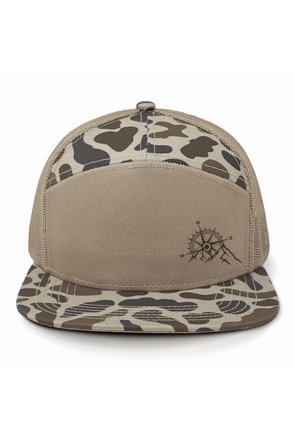 Men's 7-Panel Christian Cross Roots Jesus Christ Mens Embroidered Trucker Hat-Old's School Slough/Balsa