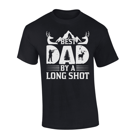 Trenz Shirt Company Men’s Best Dad by a Long Shot Shirt – Funny Hunting Father’s Day Gift Tee for Outdoorsman Dads, Black-Large