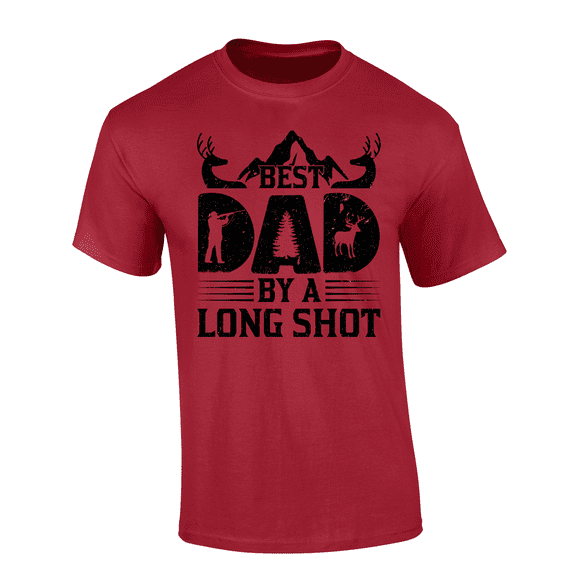 Trenz Shirt Company Men’s Best Dad by a Long Shot Shirt – Funny Hunting Father’s Day Gift Tee for Outdoorsman Dads, Cardinal-Small