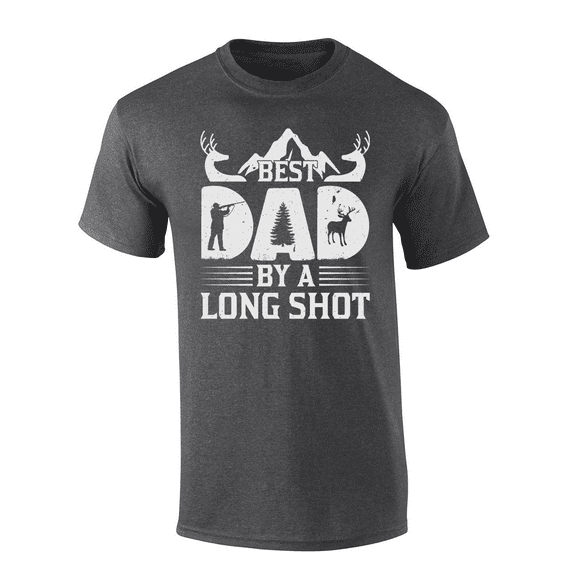 Trenz Shirt Company Men’s Best Dad by a Long Shot Shirt – Funny Hunting Father’s Day Gift Tee for Outdoorsman Dads, Heather Grey-6X-Large