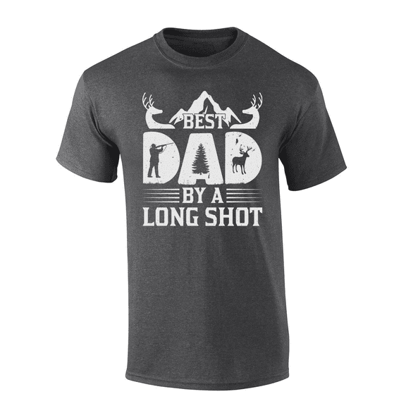 Trenz Shirt Company Men’s Best Dad by a Long Shot Shirt – Funny Hunting Father’s Day Gift Tee for Outdoorsman Dads, Heather Grey-X-Large