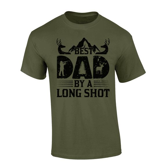 Trenz Shirt Company Men’s Best Dad by a Long Shot Shirt – Funny Hunting Father’s Day Gift Tee for Outdoorsman Dads, Military Green-X-Large