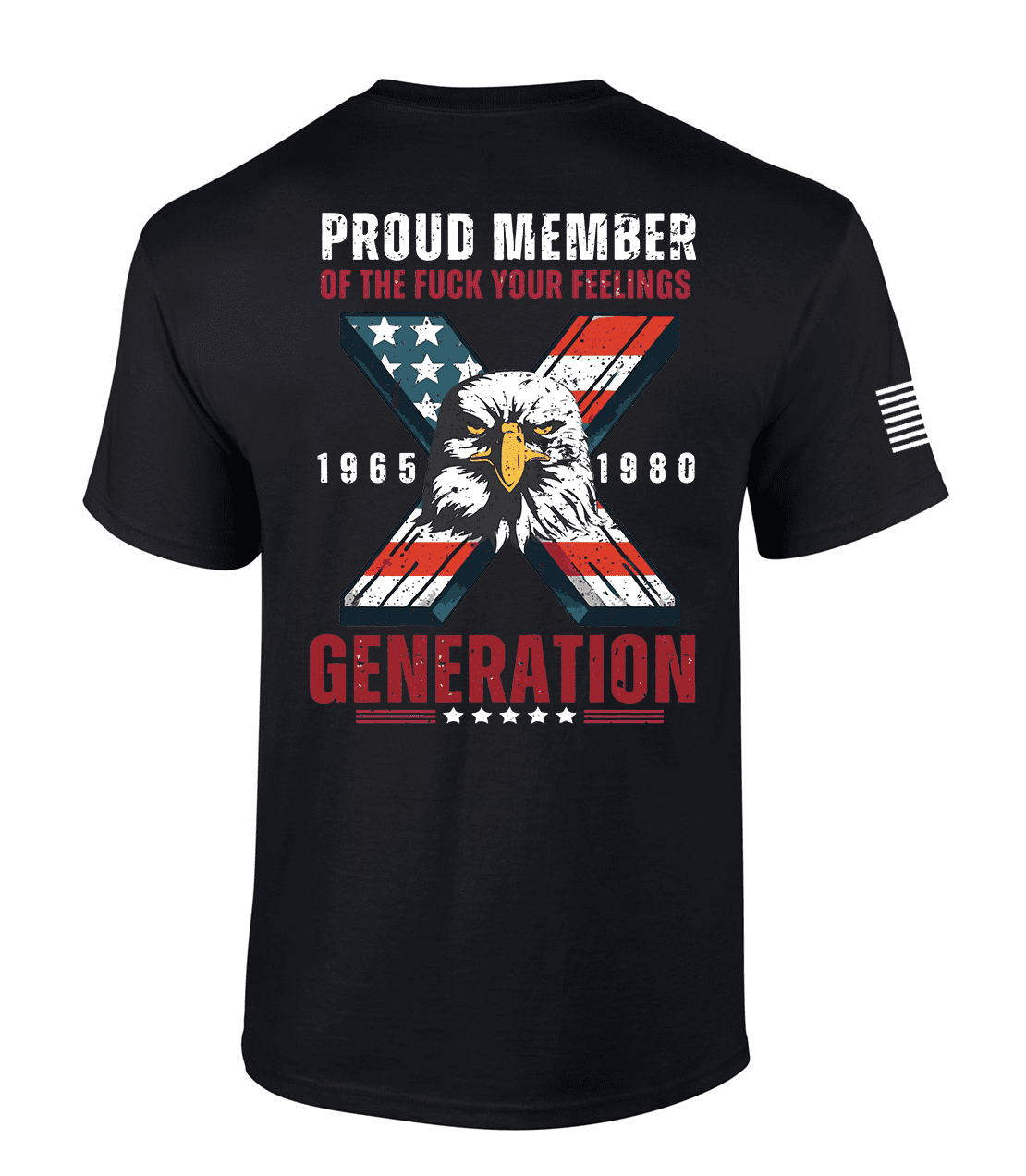 Trenz Shirt Company Men's Distressed Gen X USA Flag Eagle Proud