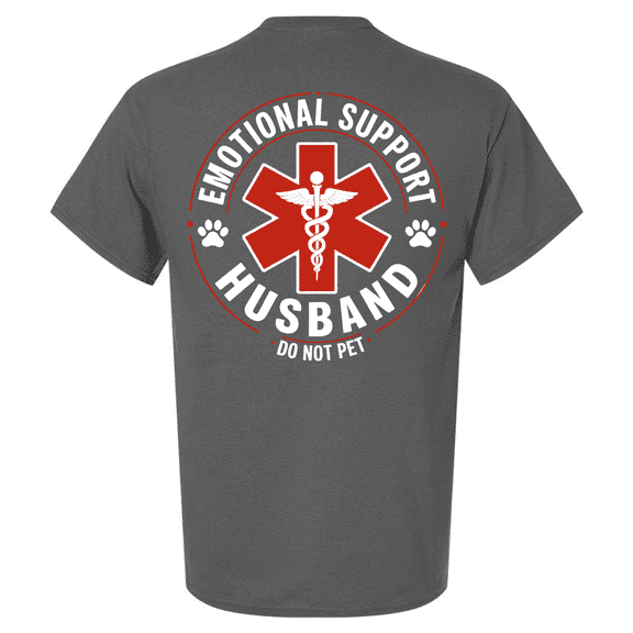 Trenz Shirt Company Men's Funny Graphic T-Shirt - Circular Emotional Support Husband, Do Not Pet Design-Charcoal-xl