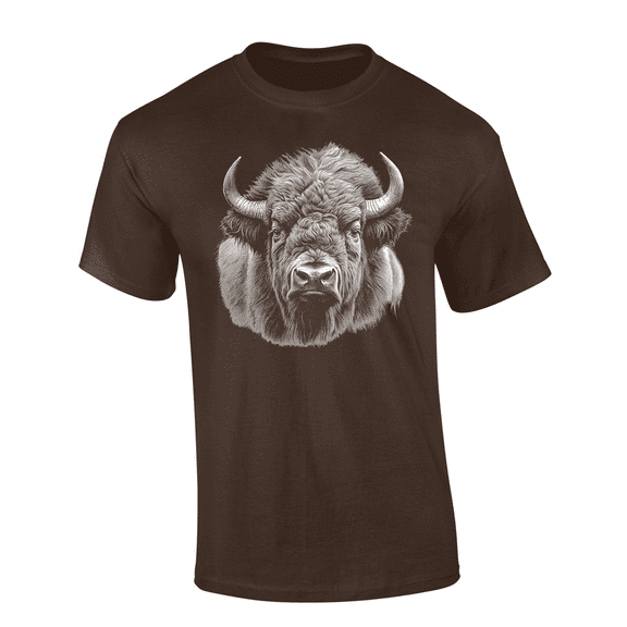 Trenz Shirt Company Men’s Graphic Short Sleeve T-Shirt - Bison Portrait Design-Brown-small