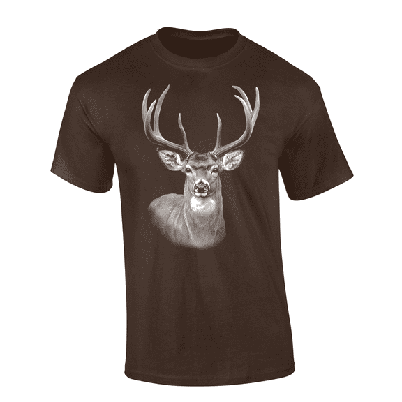 Trenz Shirt Company Men’s Graphic Short Sleeve T-Shirt - Deer Portrait Design-Brown-large