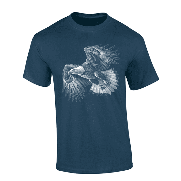 Trenz Shirt Company Men’s Graphic Short Sleeve T-Shirt - Flying Eagle Design-Dusk Blue-medium