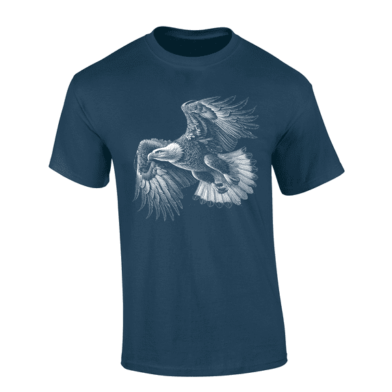 Trenz Shirt Company Men’s Graphic Short Sleeve T-Shirt - Flying Eagle Design-Dusk Blue-xxxl