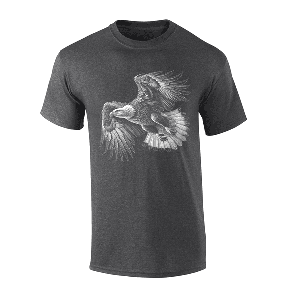 Trenz Shirt Company Men’s Graphic Short Sleeve T-Shirt - Flying Eagle Design-Heather Grey-large