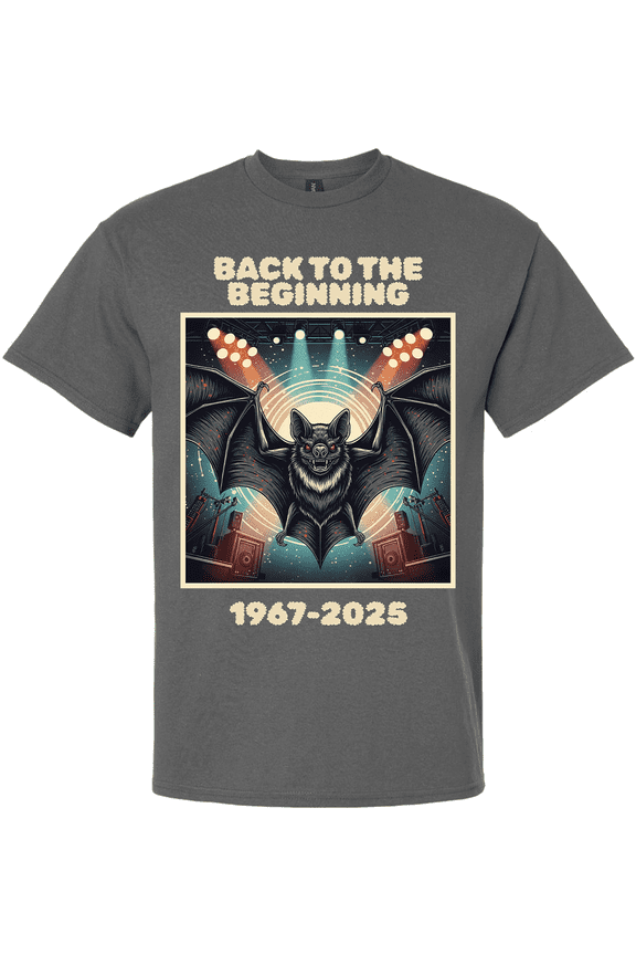 Men's Graphic T-Shirt - 1967-2025, Back To The Beginning Bat Design-Charcoal-medium