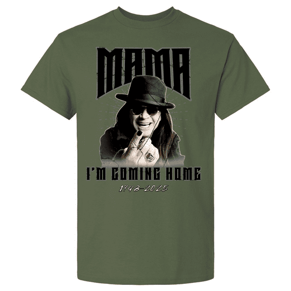 Trenz Shirt Company Men's Graphic T-Shirt - Mama I'm Coming Home, Rock Legend, Rest In Peace-Military-medium