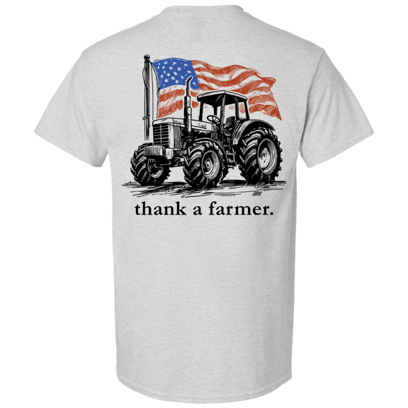 Trenz Shirt Company Men's Graphic T-Shirt -  Thank A Farmer, American Flag & Tractor Design-Ash-5xl