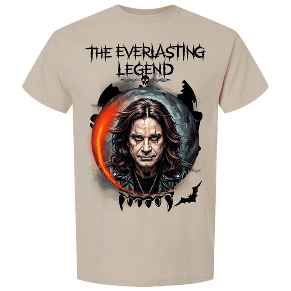 Trenz Shirt Company Men's Graphic T-Shirt - The Everlasting Legend, Rock In Peace-Sand-medium