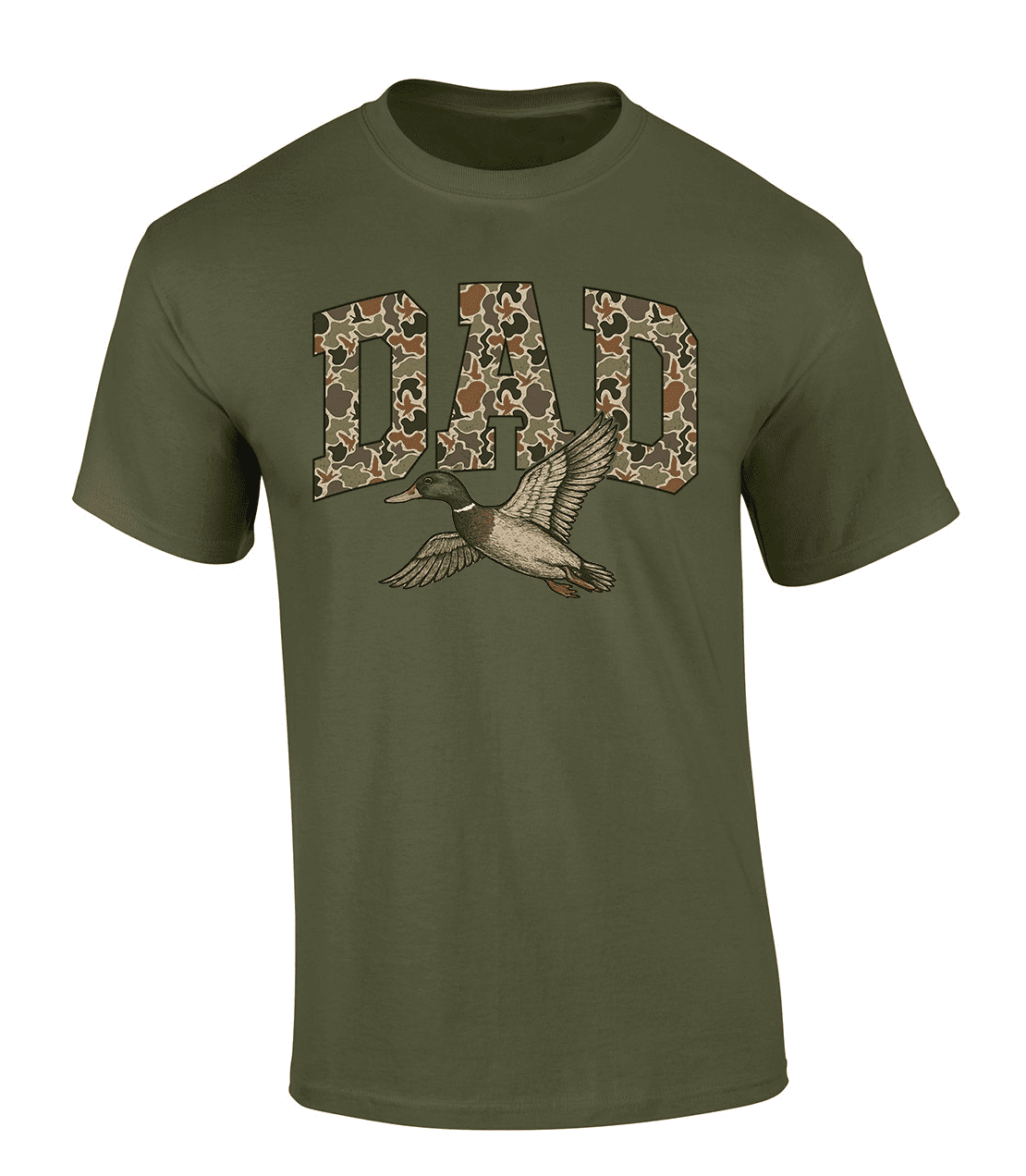 Trenz Shirt Company Men’s Hunting Camo Shirt – Patriotic Father’s Day Gift Tee for Dad, Outdoor Graphic Hunting Shirt , Military Green-Large