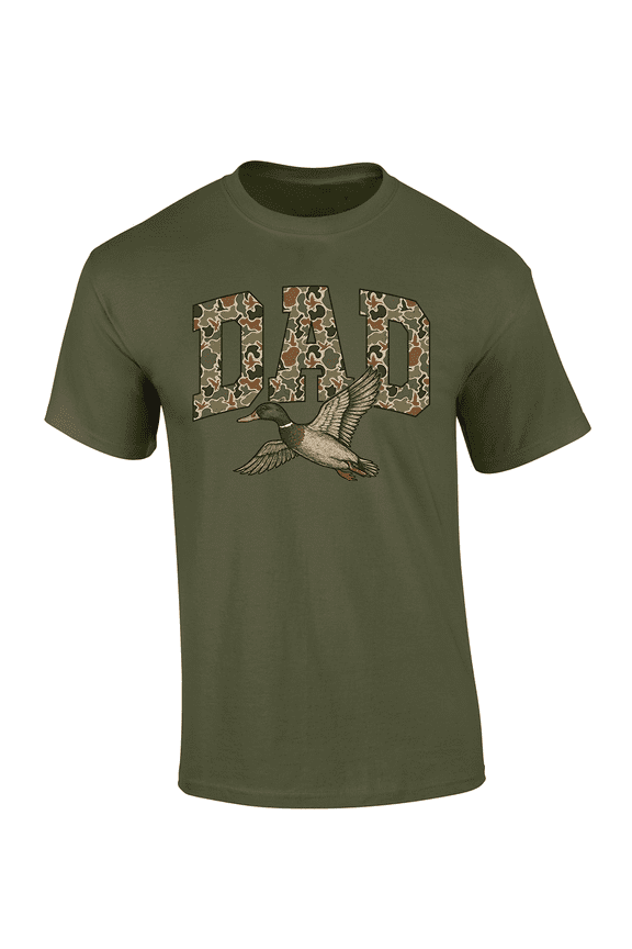 Men’s Hunting Camo Shirt – Patriotic Father’s Day Gift Tee for Dad, Outdoor Graphic Hunting Shirt , Military Green-Medium